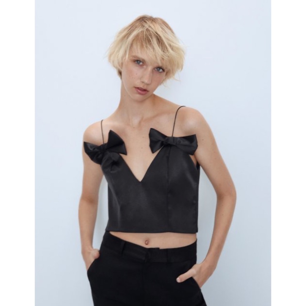 NWT Zara Bow Satin Top